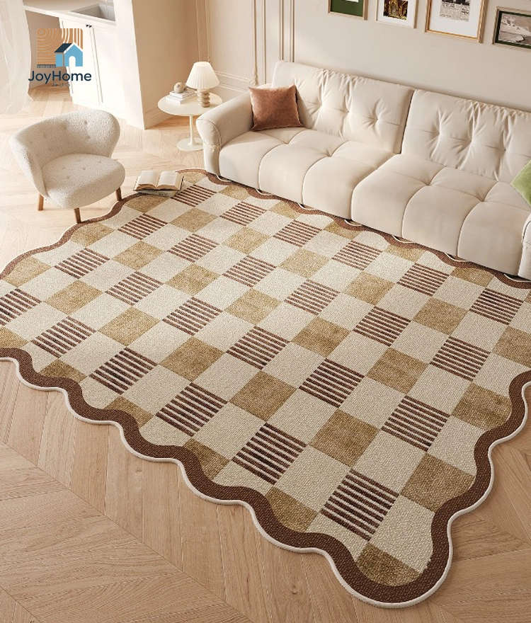 buffalo plaid rug living room