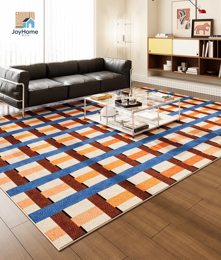 patterned rug living room